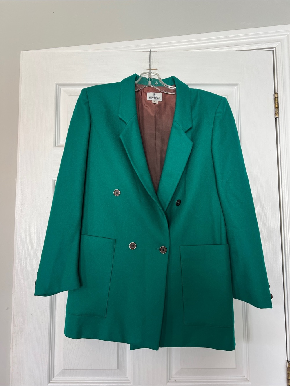 Vintage virgin wool - Riviera Emerald Double-Breasted Women's Blazer